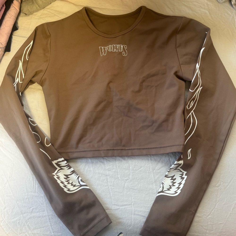 Darc Sport Brown Wolves Long Sleeve Crop Top